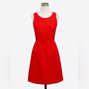 J. Crew Red pleated Midi Dress Scoop Neck Sleeveless size 6